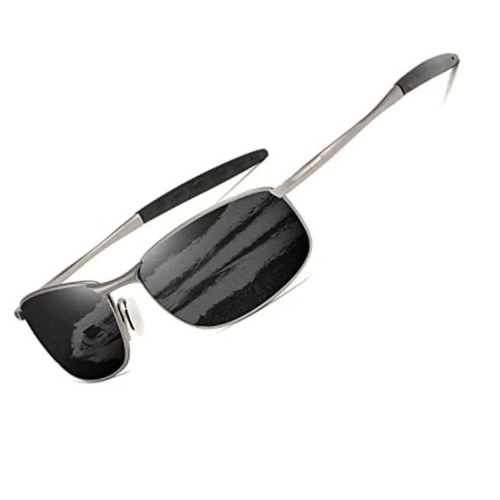 Polarized Sunglasses For Men Rectangle Metal Frame Retro Sun Glasses AE0395